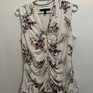 White Floral Sleeveless Top